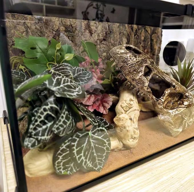 Reptile Plants for Terrarium,Amphibian Habitat Decor,Artificial Plants for Gecko Chameleon Snake Tortoise Bearded Dragon Tank Accessories with Base(Anthurium Crystallinum)