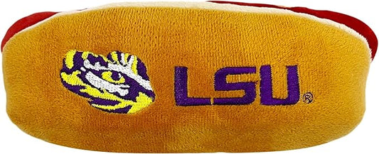 NCAA LSU Tigers HOT Dog Plush Dog & CAT Squeak Toy- Cutest HOT-Dog Snack Plush Toy for Dogs & Cats with Inner Squeaker & Beautiful Football/Basketball Team Name/Logo