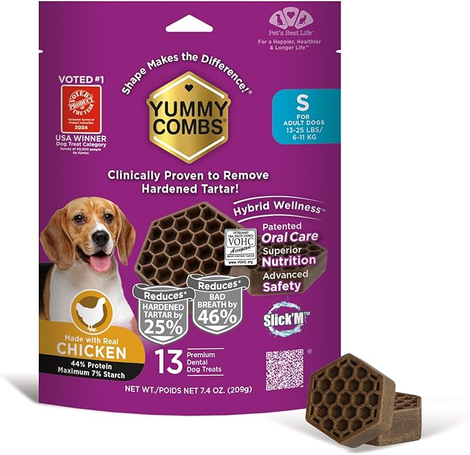Dog Dental Treats – Vet VOHC Approved, Removes Tartar & Cleans Teeth – Yummy High Protein Chicken Treat for Small Dogs (Mini Pack, 13 Count)