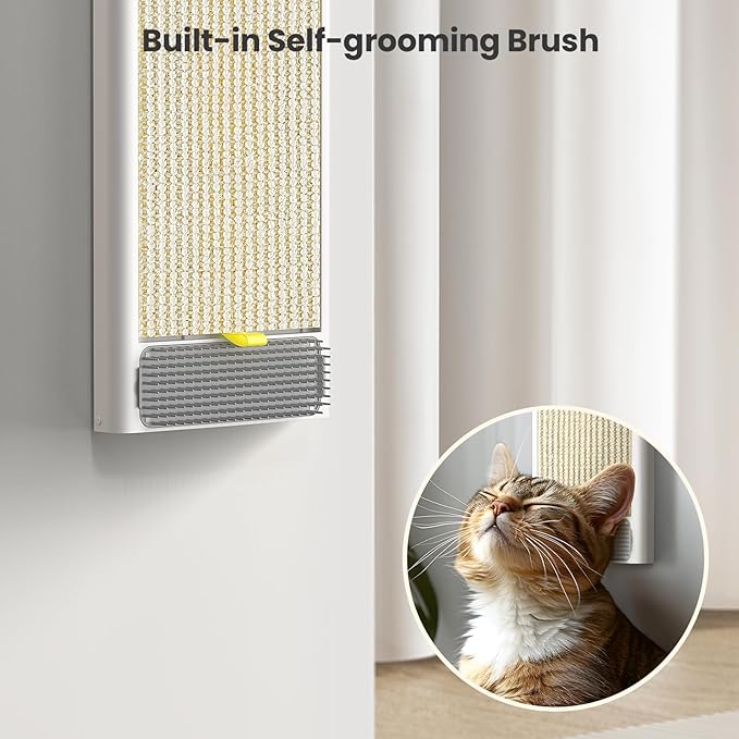 SVD.PET Cat Scratcher, Sisal Cat Scratching Board w/Replaceable Sisal Pad, Self-Groom Brush & Toys, Vertical Cat Wall Scratcher Scratching Post for Indoor Wall, Furniture Protection