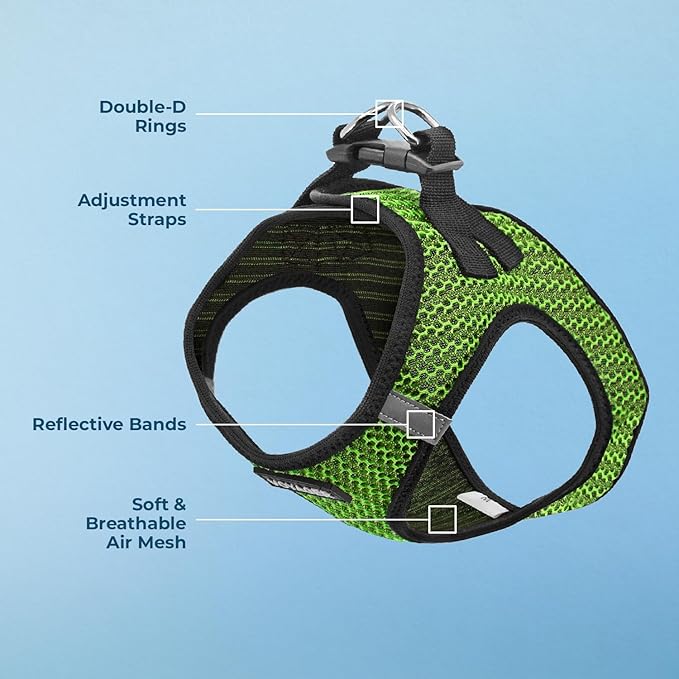 Best Pet Supplies - All Weather Mesh, Reflective, No Pull Harness for Small, Medium Dogs, Cats - Secure with Hook & Loop Fastener, Buckle, Double D-Rings - Lime Green 2-Tone, XL