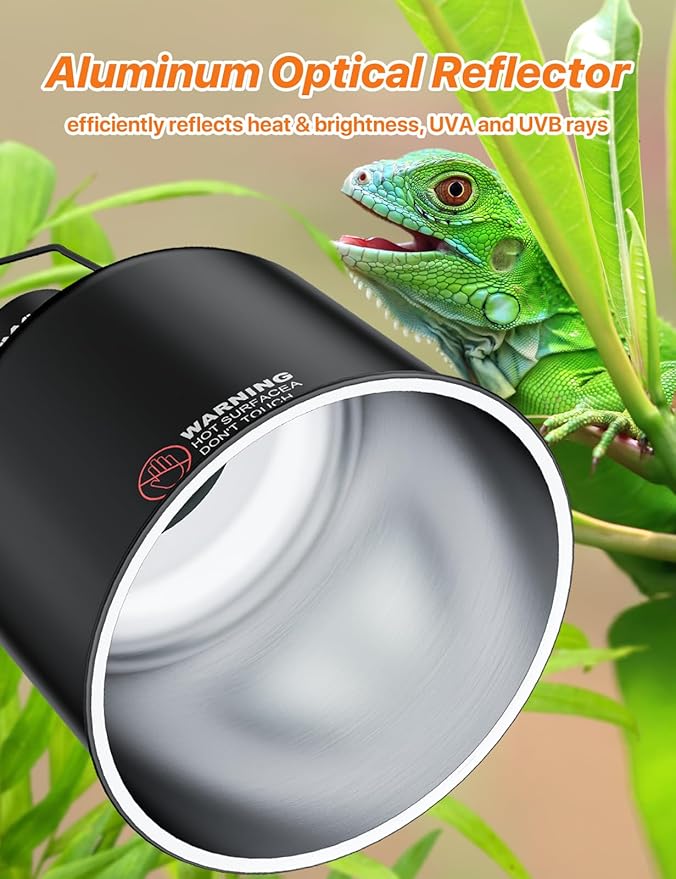 2 Pack 5.5" Deep Dome Reptile Heat Lamp Fixture with Clamp, ETL Certified Ceramic Socket for UVA/UVB Basking Bulbs & Heat Emitters, for Bearded Dragons, Turtles, Lizards, Snakes, Geckos, Terrariums