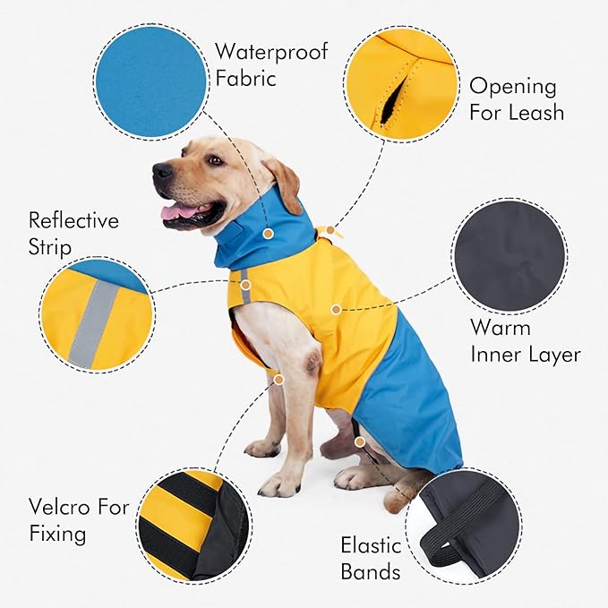 Windproof Dog Winter Jackets - Outdoor Coats with Waterproof Protection, Cold Weather Coats for Dogs, Leash Hole, by XL