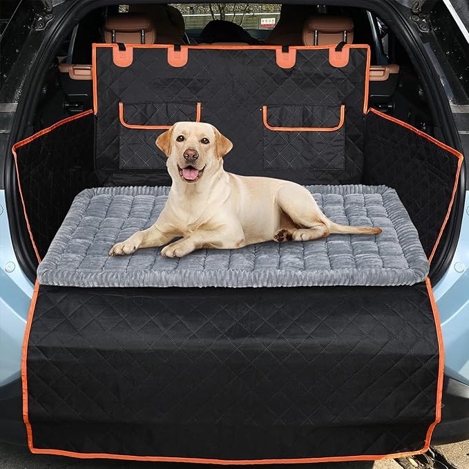 Dog Car Seat Cover for Back Seat, Dog Bed for Car, Non-Slip Travel Pet Mat, Fit for Backseat Extenders and Seat Protectors (Grey)