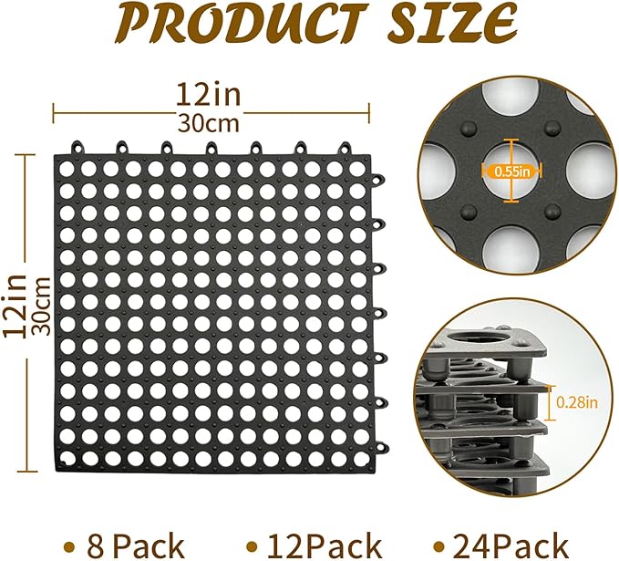 Rabbit Cage Mat Floor 24 Pcs Plastic Bunny Resting Mats for Wire Cage Bottom 12x12 Washable Small Animal Feet Pad with Holes for Chinchilla Ferret Guinea Pig Easy to Cut and Splice (Grey)