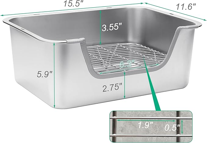 Stainless Steel Sifting Litter Box for Rabbit (L)