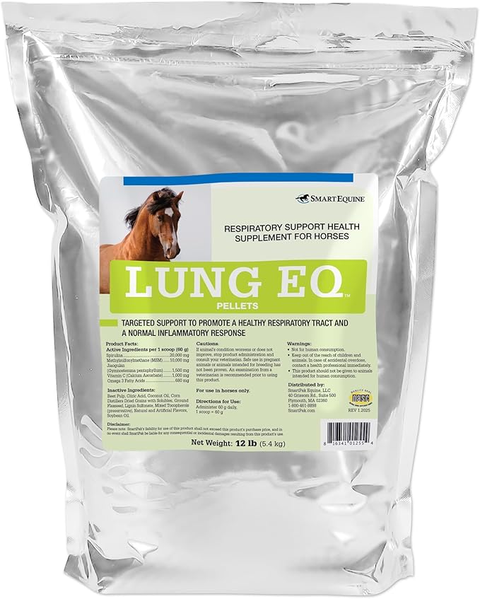Uckele by SmartEquine Lung EQ Pellets for Innovated Respiratory Support | Horse Health | Spirulina for Horses with Antioxidants, Herbs, Minerals | Equine Pellet for Respiratory Support | 12 LB