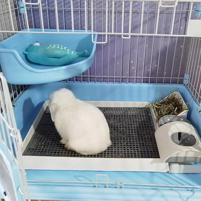 PODOO Rabbit Large Litter Box, Guinea Pig Training Pan Cage with Toilet Tray, Ideal for Rats, Ferret, Bunny Small and Medium Animals (Large)