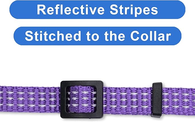 Pawtitas Reflective Cat Collar Kitten Collar with Safety Buckle and Removable Bell - Purple
