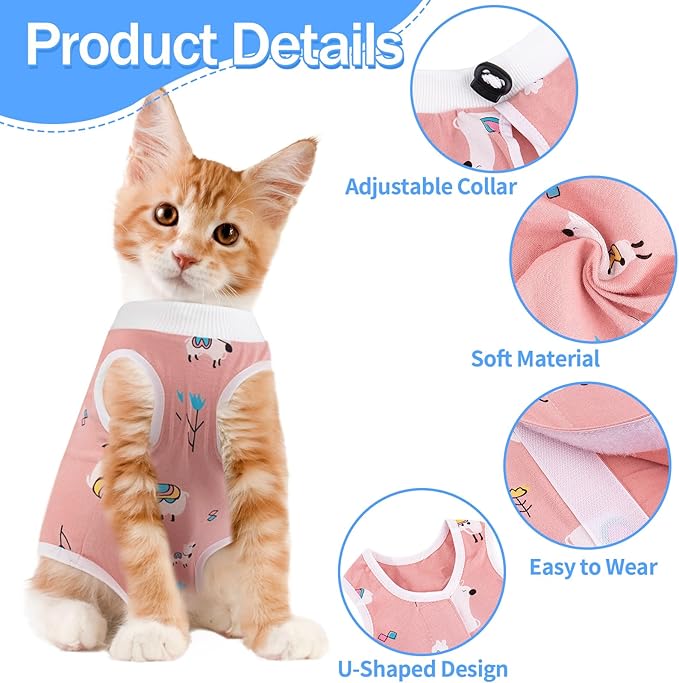 Cat Recovery Suit Female, Breathable Cat Onesie After Surgery Female for Abdominal Wounds or Skin Diseases, Surgery Recovery Suit Kitten Onesie After Spay Wear Anti Licking