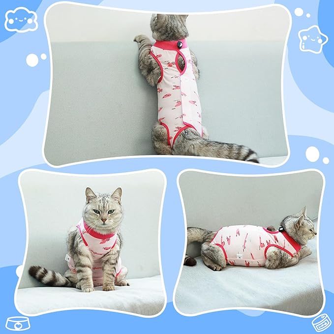 Cat Recovery Suit Female, Breathable Cat Onesie After Surgery Female for Abdominal Wounds or Skin Diseases, Surgery Recovery Suit Kitten Onesie After Spay Wear Anti Licking