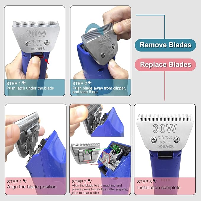 Detachable Pet Dog Grooming Blades-Size 5FW Dog Grooming Wide Blade,Cutting Length 1/4" 6.3mm,Compatible with Most Andis,Oster A5,Wahl km10 Clippers