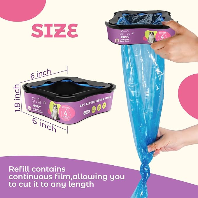 Premium Cat Litter Refill Bags |Jumbo 28FT 2-Pack | Lasts Up to 8 Months | 2 Cartridges for Superior Odor Control
