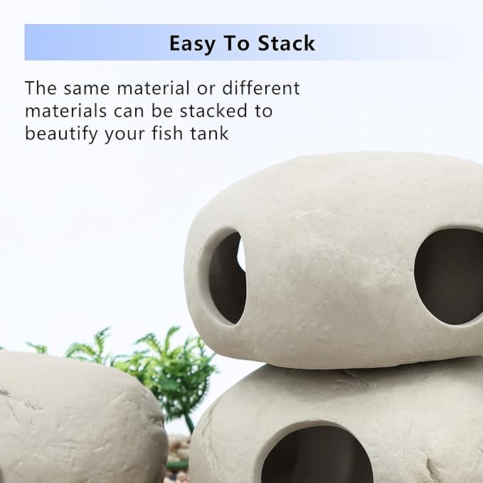 Aquarium Decorations Large Stackable Ceramic Cave Betta Fish Tank Accessories Large Rock Cave Decor 3-Piece Set