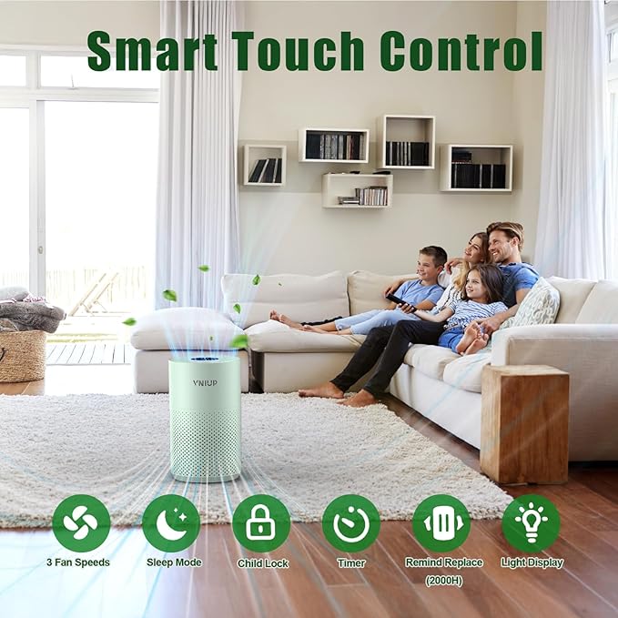 ๐๐๐ฐ๐๐ฌ๐ญ Air Purifiers for Home Bedroom up to 800 ftยฒ, VNIUP H14 HEPA Room Air Purifiers for Bedroom with Fragrance Function, with Sleep Mode Air Cleaner for Pet Dander Odor Dust Smoke, ZQA-4000C