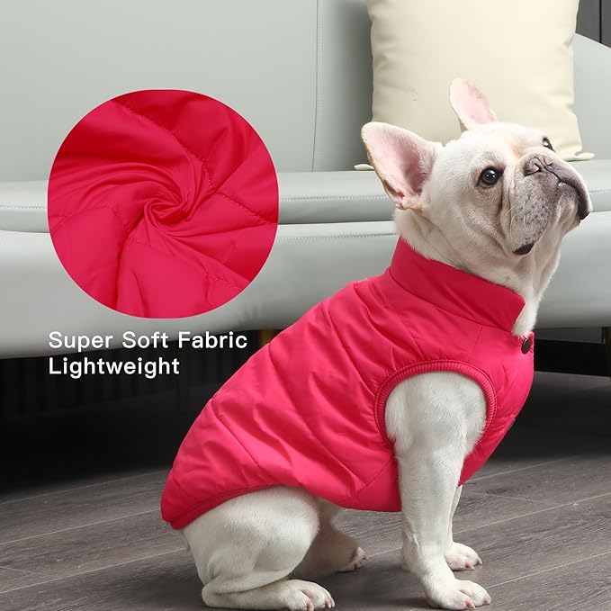 2 Layers Fleece Lined Warm Dog Jacket for Winter Cold Weather,Soft Windproof Large Dog Coat,Pink XXXL