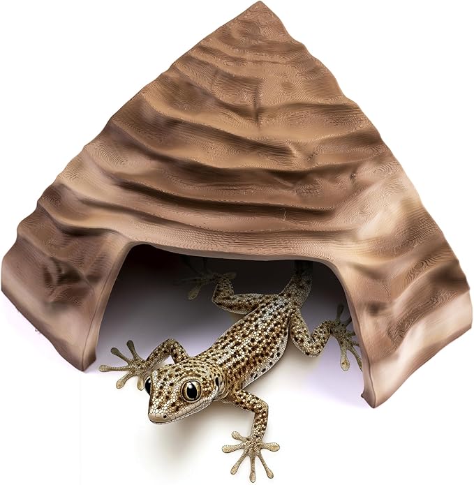 Corner Reptile Cave - Natural-Look Hide for Lizards, Snakes, Bearded Dragons, Turtles, and Tortoises - Durable Habitat Décor - Sandstone
