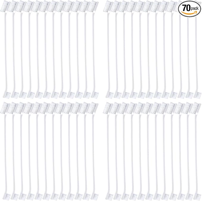 Honeydak Dog Tooth Brush Pet Toothbrush Soft Grooming Dogs Toothbrush Dog Double Sided Puppy Long Handle Brush for Large and Small Teeth Cleaning Dental Oral Care(70 Count,White)