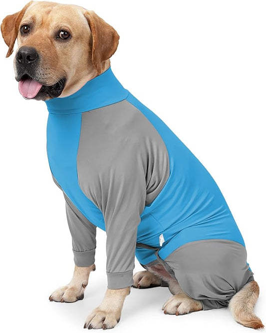 Dog Recovery Suit, Abdominal Wound After Surgery Wear, Prevent Licking Wounds, E-Collar & Cone Alternatives, Long Sleeve Postoperative Shirts Dog Pajamas Prevent Shedding(2XL, Blue)