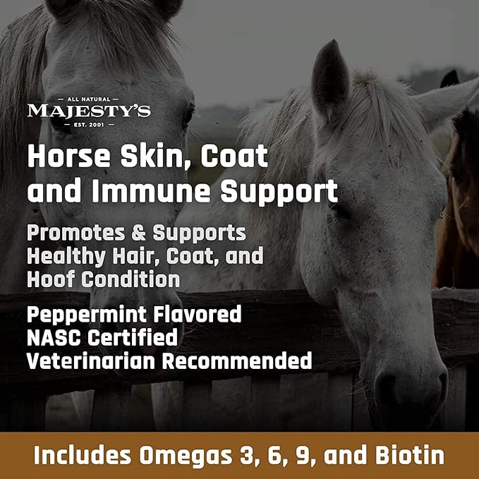Majesty's Omega Wafers - Superior Horse/Equine Skin, Coat, and Immune Support Supplement - Omega 3, 6, 9, and Biotin (Peppermint, 2 Pack(120 Count Total))