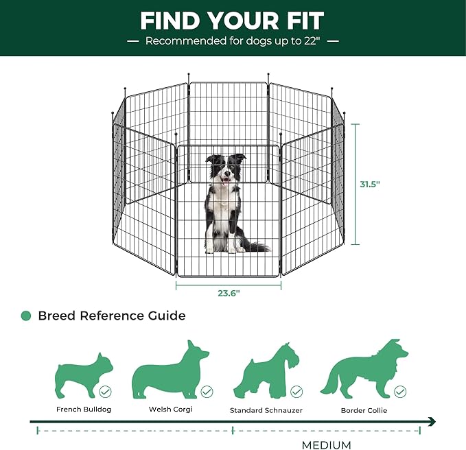 FXW MiniPaws Unleashed Dog Playpen for Yard & RV Camping, Expandable 32-inch 48 Panels for Small and Medium Dogs, Portable for Indoor and Outdoor Use