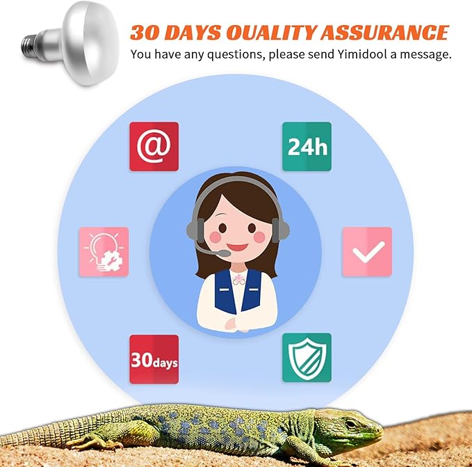 Reptile Heat Lamp Bulbs, 2-Packs 50W 3000H Heat Bulb with E26 Socket, UVA Basking Light for Bearded Dragons/Lizards/Turtles/Geckos/Snakes/Chameleons with Natural Sunlight Simulation
