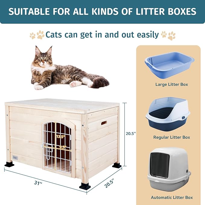 Petsfit Modern Pet Home Enclosure with Concealed Litter Area, Elegant Cat Furniture with Entryway, Indoor Pet Shelter & Side Table, Ideal for Cats and Small Pets Under 22lbs,31" L x 20.5" W x 20.5" H