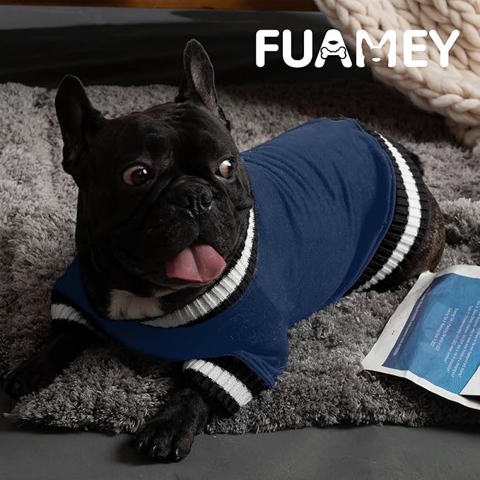 FUAMEY Dog Pullover Sweatshirt,Dog Winter Sweaters Warm Dog Clothes Dog Vest Thick Puppy Pullover Soft Pet Fleece Sweater Cute Doggie Boy Girl Outfit for Small Medium Dogs Blue S, Small(chest:19.6in)