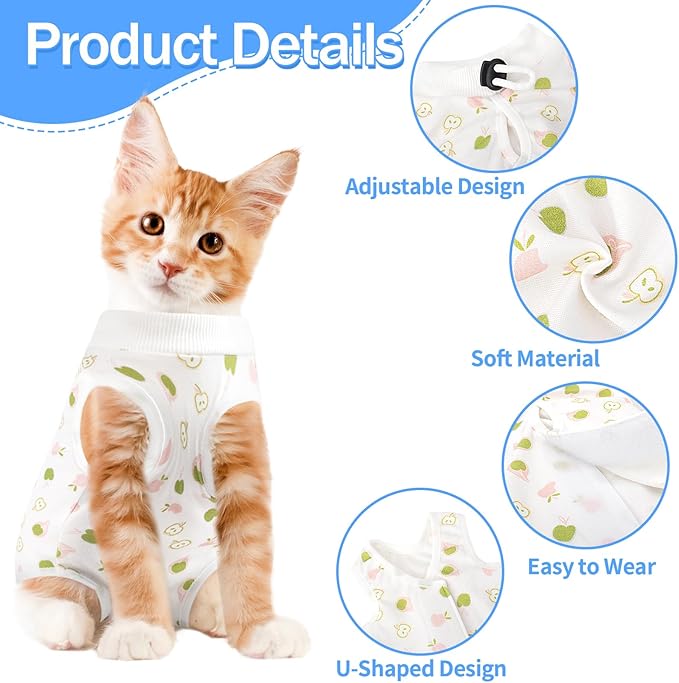 Cat Recovery Suit Female, Breathable Cat Onesie After Surgery Female for Abdominal Wounds or Skin Diseases, Surgery Recovery Suit Kitten Onesie After Spay Wear Anti Licking
