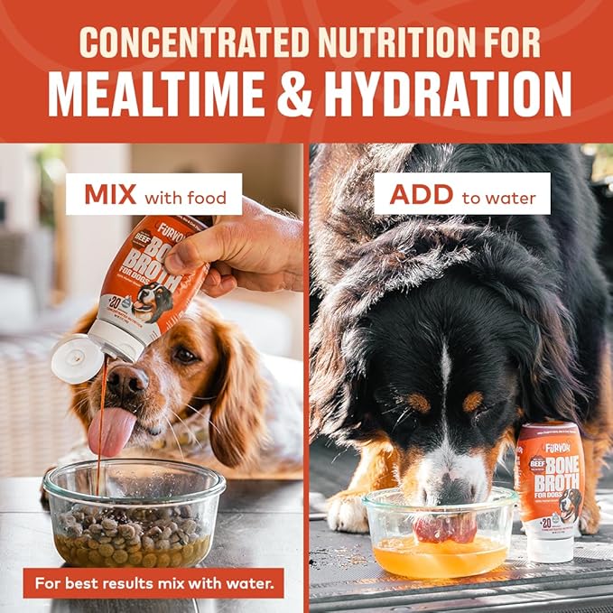 Beef Bone Broth Concentrate for Dogs - Collagen Protein Supplement - Digestion, Mobility, Coat, Immune System, Joints - Healthy Dog Food Gravy Topper - Human Grade, Made in USA (16 oz, 30 Servings)