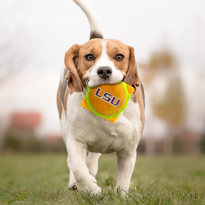 NCAA LSU Tigers Cheeseburger Plush Dog & CAT Squeak Toy- Cutest Stadium Hamburger Snack Plush Toy for Dogs & Cats with Inner Squeaker & Beautiful Football/Basketball Team Name/Logo