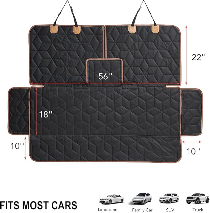 Dog Car Seat Cover for Back Seat, Heavy-Duty Non-Slip Waterproof Car Bench Protector for Pets,Compatible with Middle Armrests ,Dog Seat Cover Universal for Cars Trucks and SUVs