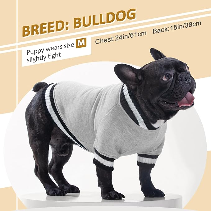 FUAMEY Dog Pullover Sweatshirt - Warm Winter Sweater for Small to Medium Dogs, Soft Fleece, Cute Doggie Outfit for Boys & Girls, Grey XL