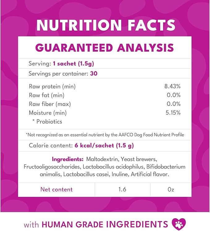 Biobiotics Digestive Support Supplement for Cats & Dogs - Chicken & Herb Flavor - 30 Sachets for Digestive Wellness