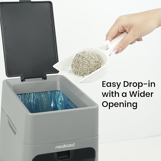 Neakasa Cat Litter Trash Can, 9.2L Waste Disposal Bin for Cat Litter, Dog Poo & Diapers, with Wider Opening and 4-Month Refill Bag (Gray)