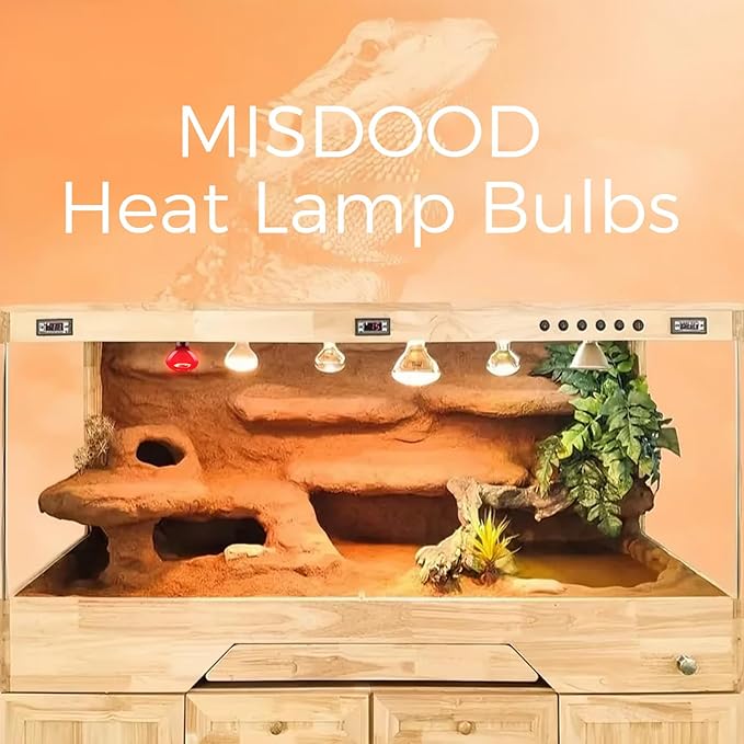 Reptile Heat Lamp 50W, 2 Pack Daylight UVA Basking Light Bulbs with E26 Base for Lizards, Turtles, Snakes and Amphibians