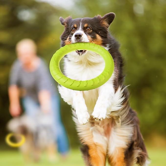 3 Pack Large Dog Training Ring Chew Toy for Aggressive Chewers Flying Disc Floating Ring for Large/XL Breeds Dog Toy Interactive Training Outdoor Playing