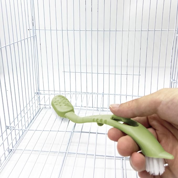 Bird Cage Cleaning Brush with Long Ergonomic Handle - Durable Bristlesfor Cleaning Parrot Cages, Kennels, and Perches,Removes Poop and Keeps Bird Cages Fresh,Essential Bird Cage Accessory