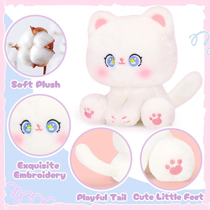 Cat Plush Toys and Purse Set for Kids,Cat Stuffed Toy Kids with Cute Zipper Crossbody Bag, Soft Stuffed Cat Toys Set Birthday Party Favors for Toddlers Kids