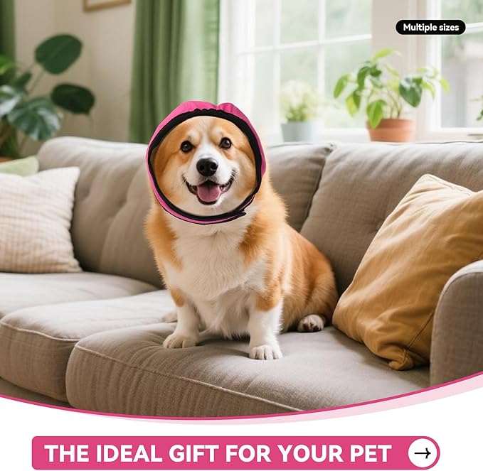 Dog Ear Covers for Bath, Dog Ear Muffs Noise Protection, Elastic Waterproof Ear Protector with Calming Hoodie Design for Fireworks, Vet Visits, Grooming (Rose, Medium)