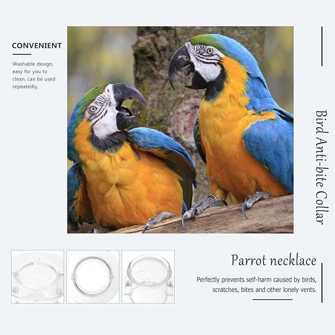 POPETPOP Bird Collar Pet Parrot -bite Collar, Grab Feather Lick Wound Healing Safety Practical Neck Cover for Macaw African Parakeet Cockatiel
