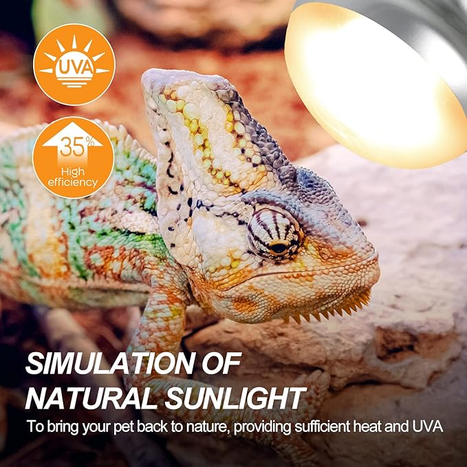 WACOOL 2Pack 75W Reptile Heat Lamp Day & Night Kit, Nature Simulated Basking Daylight & Nightlight Heat Lamp Bulbs for Reptiles & Amphibians, UVA Heat Lamp for Bearded Dragon Gecko Turtle Lizard