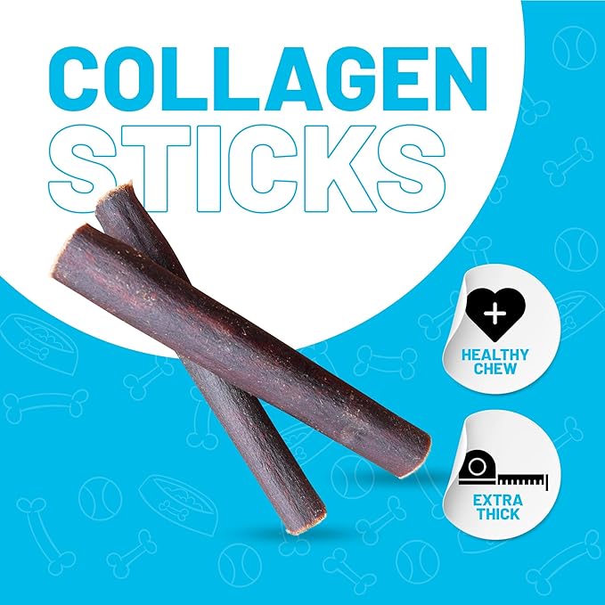 Sitka Farms Collagen Stick for Dogs 6 Inch - 18 Count - Collagen Chews for Dogs - Grain-Free Long Lasting Alternative to Rawhide & Bully Stick Chews - Low Odor, Single Ingredient