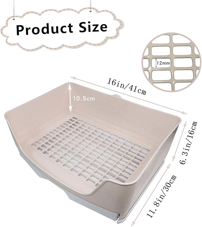 PINVNBY Large Rabbit Litter Box Corner Toilet Box Bigger Pan Pet Potty Trainer with Drawer for Adult Bunny Guinea Pig Chinchilla Ferret Galesaur Hedgehog Small Animals(Brown)