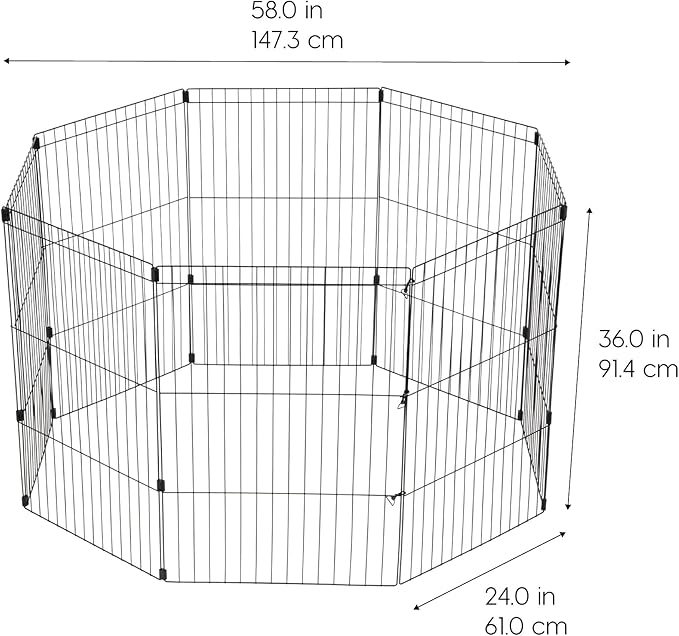 IRIS USA 36" 8-Panel Metal Pet Dog Puppy Playpen, Indoor/Outdoor Dog Fence, 58 x 58 x 36, Foldable, Customizable, Black