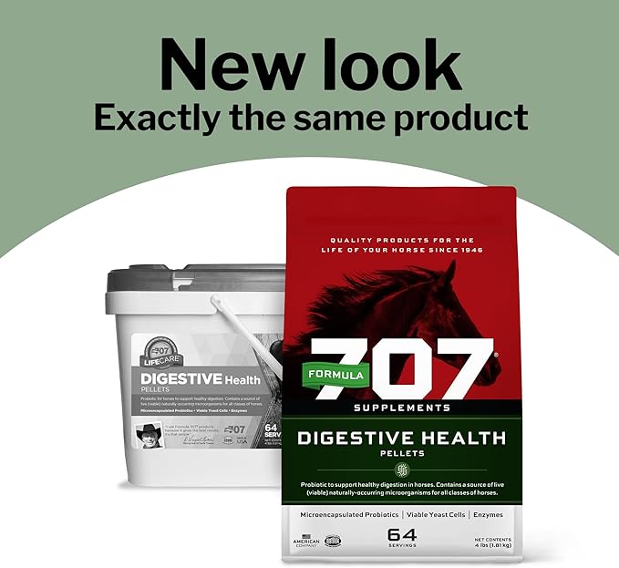 Formula 707 Digestive Health Equine Supplement, 8lb Bag – Probiotics, Prebiotics and Digestive Enzymes for Horses