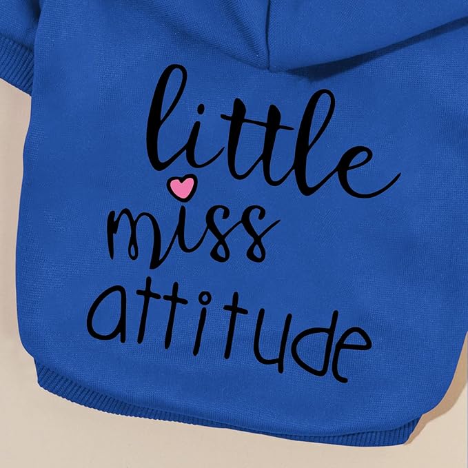 Cat Hoodies for Cats Puppy Pet Clothes Cat Apparel Little Miss Attitude Print Dog Hoodie for Small Medium Dogs Outfits for Kittens(Royal Blue,2XL)