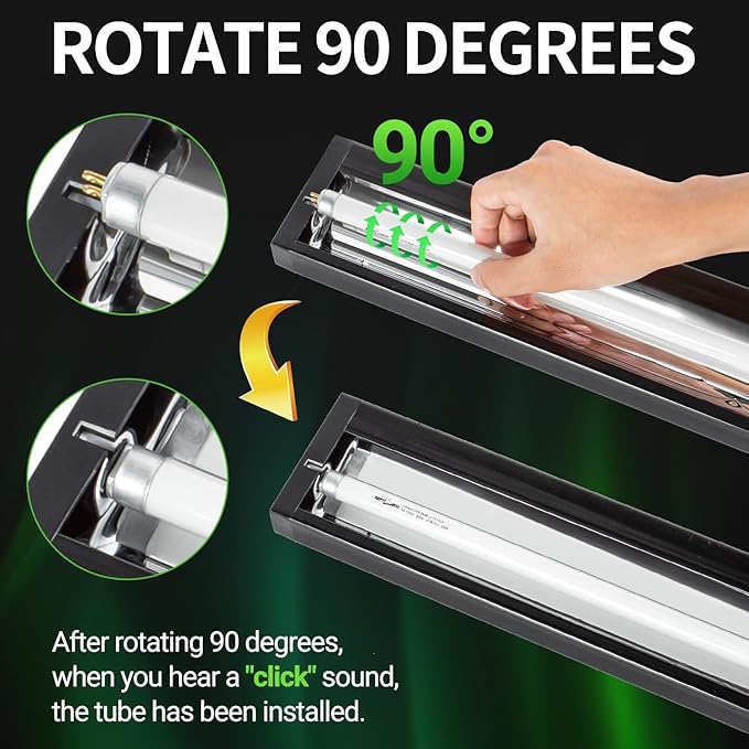 REPTI ZOO UVB Reptile Light, New Version T5 HO UVB Lighting Combo Kit, Reptile Terrarium Hood with 5.0 UVB Tube Bulb, Reptile Light Fixture 39W-34Inch
