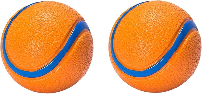 Natural Rubber Sound-Sounding Sog Toy Balls,Dog Toy Ball, with a Groove Design That is Resistant to Bites, Has a High Bounce, Dog Training Interactive Pet Toy, Relieving Pet Anxiety,(small size)2Pack