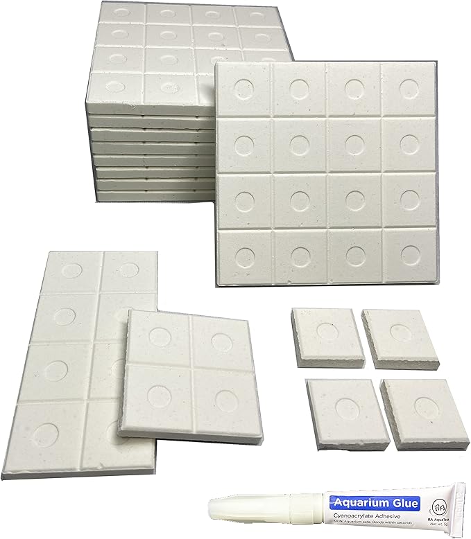 Breakable Coral Frag Tile 4inch 10pcs with Free Aquarium Glue White frag Rack Plugs